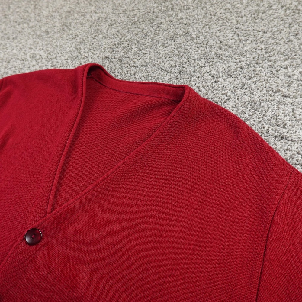 VTG Cardigan Sweater Mens M Red Orlon Acrylic V Neck Button Front Knit Grandpa